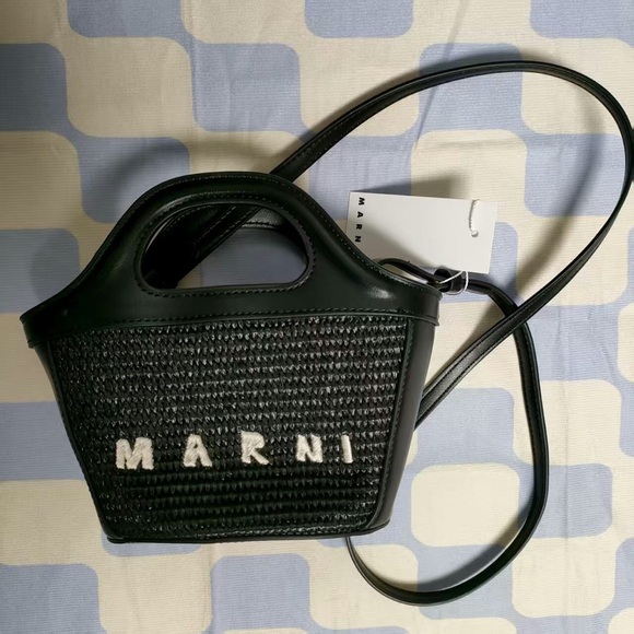 Marni Black and White Woven Mini Bag - Picture 1 of 4